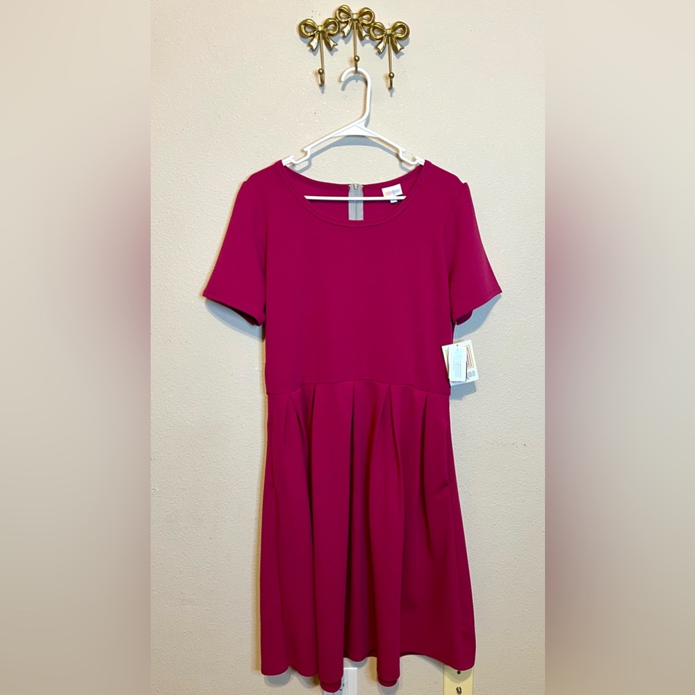 LuLaRoe Amelia Fuchsia Midi Dress NWT